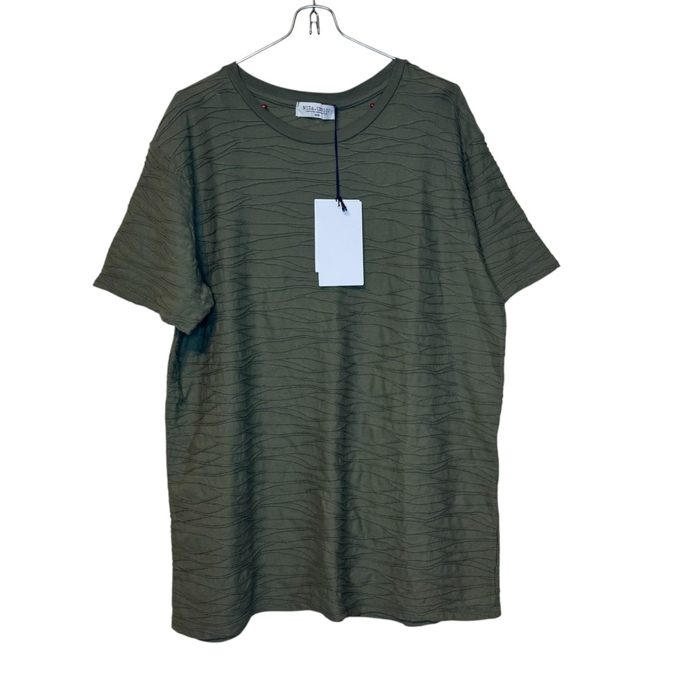 Mida Undici Men T-Shirt Relaxed Fit Textured Cotton Military Green Medium NWT